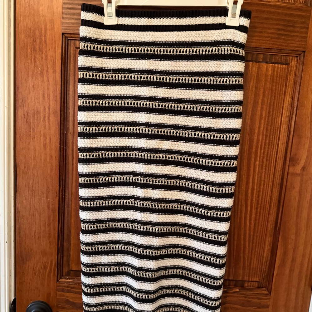 Nine West Black and White Striped Pencil Skirt